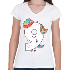 PRINTFASHION 9 éves unikornis - Női V-nyakú póló - Fehér