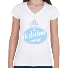 PRINTFASHION A Balaton kalóza - Női V-nyakú póló - Fehér