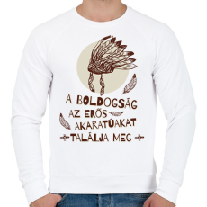 PRINTFASHION A boldogság - indián közmondás - Férfi pulóver - Fehér