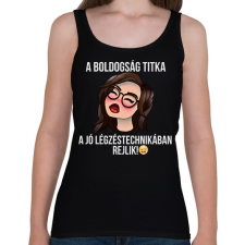 PRINTFASHION a boldogság titka  - Női atléta - Fekete női trikó