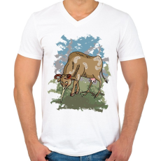 PRINTFASHION A bölöm tehén - Férfi V-nyakú póló - Fehér