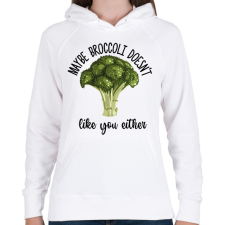 PRINTFASHION A brokkoli se szeret téged - Női kapucnis pulóver - Fehér női pulóver, kardigán