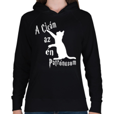 PRINTFASHION A Cicám az én Patrónusom - Női kapucnis pulóver - Fekete női pulóver, kardigán