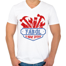PRINTFASHION A fából is várat építek - Férfi V-nyakú póló - Fehér férfi póló