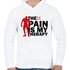 PRINTFASHION A fájdalom az én terápiám - Férfi kapucnis pulóver - Fehér férfi pulóver, kardigán