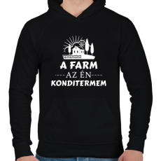 PRINTFASHION A farm az én konditermem - Férfi kapucnis pulóver - Fekete
