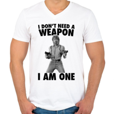 PRINTFASHION A fegyver én vagyok - Férfi V-nyakú póló - Fehér