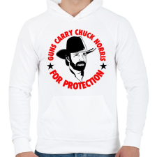 PRINTFASHION A fegyverek hordják Chuck Norrist, védelemként - Férfi kapucnis pulóver - Fehér férfi pulóver, kardigán