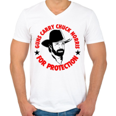 PRINTFASHION A fegyverek hordják Chuck Norrist, védelemként - Férfi V-nyakú póló - Fehér