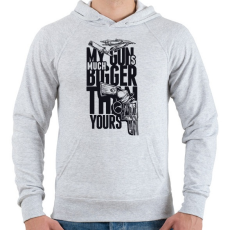 PRINTFASHION a fegyverem sokkal nagyobb, mint a tiéd - Férfi kapucnis pulóver - Sport szürke