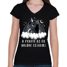 PRINTFASHION A fekete az én boldog színem! - Női V-nyakú póló - Fekete