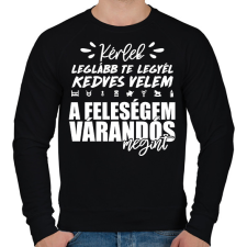 PRINTFASHION A feleségem várandós megint - Férfi pulóver - Fekete férfi pulóver, kardigán