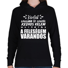 PRINTFASHION A feleségem várandós - Női kapucnis pulóver - Fekete női pulóver, kardigán