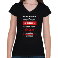 PRINTFASHION A FÉRJEM - Női V-nyakú póló - Fekete női póló