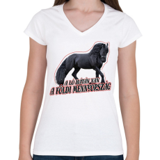 PRINTFASHION A földi mennyország - Női V-nyakú póló - Fehér