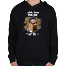 PRINTFASHION A főnök éppen szabin van - Gyerek kapucnis pulóver - Fekete gyerek pulóver, kardigán