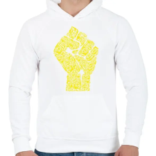 PRINTFASHION A forradalom keze - Férfi kapucnis pulóver - Fehér férfi pulóver, kardigán