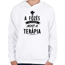 PRINTFASHION A főzés olcsóbb, mint a terápia - Gyerek kapucnis pulóver - Fehér gyerek pulóver, kardigán