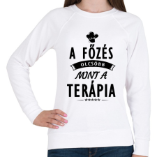 PRINTFASHION A főzés olcsóbb, mint a terápia - Női pulóver - Fehér női pulóver, kardigán