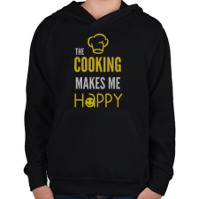 PRINTFASHION A FŐZÉS TESZ ENGEM BOLDOGGÁ - Gyerek kapucnis pulóver - Fekete gyerek pulóver, kardigán