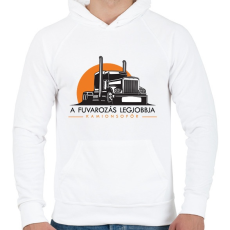 PRINTFASHION A fuvarozás legjobbja - kamionsofőr - Férfi kapucnis pulóver - Fehér