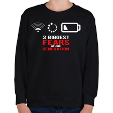 PRINTFASHION A generációnk legnagyobb félelmei - Gyerek pulóver - Fekete gyerek pulóver, kardigán