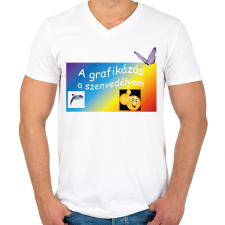 PRINTFASHION A grafikázás - Férfi V-nyakú póló - Fehér férfi póló