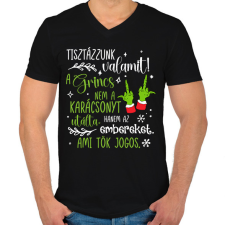 PRINTFASHION A Grincs az embereket utálta - Férfi V-nyakú póló - Fekete férfi póló