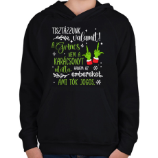 PRINTFASHION A Grincs az embereket utálta - Gyerek kapucnis pulóver - Fekete