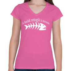 PRINTFASHION A halak..  - Női V-nyakú póló - Rózsaszín