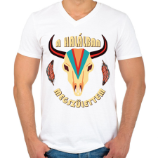 PRINTFASHION A halálban megszülettem - Hopi - Férfi V-nyakú póló - Fehér férfi póló