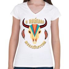 PRINTFASHION A halálban megszülettem - Hopi - Női V-nyakú póló - Fehér női póló