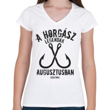 PRINTFASHION A horgász legendák - Női V-nyakú póló - Fehér női póló