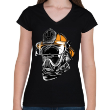 PRINTFASHION A hős maszkos - tűzoltó - Női V-nyakú póló - Fekete női póló