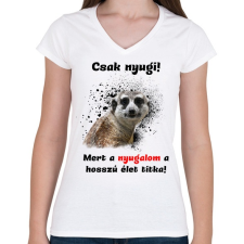 PRINTFASHION A hosszú élet titka - Női V-nyakú póló - Fehér női póló