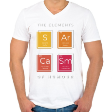 PRINTFASHION A humor elemei - Férfi V-nyakú póló - Fehér