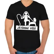 PRINTFASHION A játéknak vége - Férfi V-nyakú póló - Fekete férfi póló