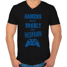 PRINTFASHION A játékosok nem halnak meg, újraélednek! - Férfi V-nyakú póló - Fekete