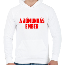 PRINTFASHION A jómunkás ember - Férfi kapucnis pulóver - Fehér férfi pulóver, kardigán
