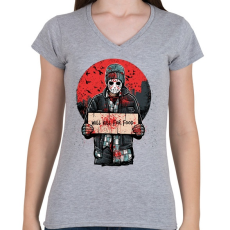 PRINTFASHION A kajáért - Női V-nyakú póló - Sport szürke