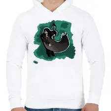 PRINTFASHION A Kapitány - Férfi kapucnis pulóver - Fehér férfi pulóver, kardigán