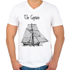 PRINTFASHION a kapitány - Férfi V-nyakú póló - Fehér férfi póló