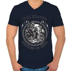 PRINTFASHION A kaszás a pokolba vezet. - Férfi V-nyakú póló - Sötétkék