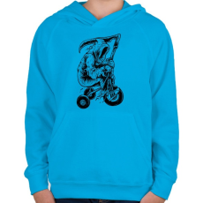 PRINTFASHION A kaszás biciklije - Gyerek kapucnis pulóver - Azúrkék