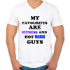 PRINTFASHION A kedvenceim a fitnessz és a jó márciusi születésű pasik - Férfi V-nyakú póló - Fehér