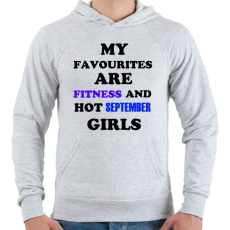 PRINTFASHION A kedvenceim a fitnessz és a jó szeptemberi születésű csajok - Férfi kapucnis pulóver - Sport szürke