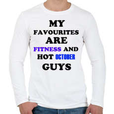 PRINTFASHION A kedvencem a fitnesz és a jóképű októberben született férfiak - Férfi hosszú ujjú póló - Fehér