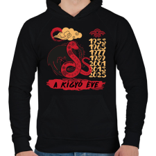 PRINTFASHION A kígyó éve - Férfi kapucnis pulóver - Fekete férfi pulóver, kardigán