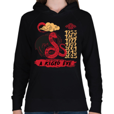 PRINTFASHION A kígyó éve - Női kapucnis pulóver - Fekete női pulóver, kardigán