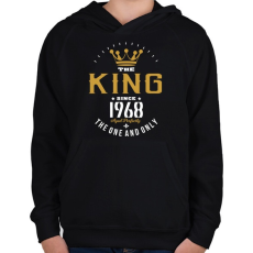 PRINTFASHION A király 1968-ban született - Gyerek kapucnis pulóver - Fekete